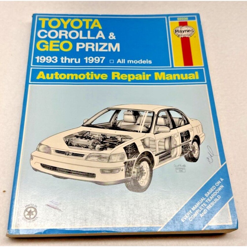 Haynes Repair Manual Toyota Corolla & Geo Prizm 1993-1997 #92036 All Models